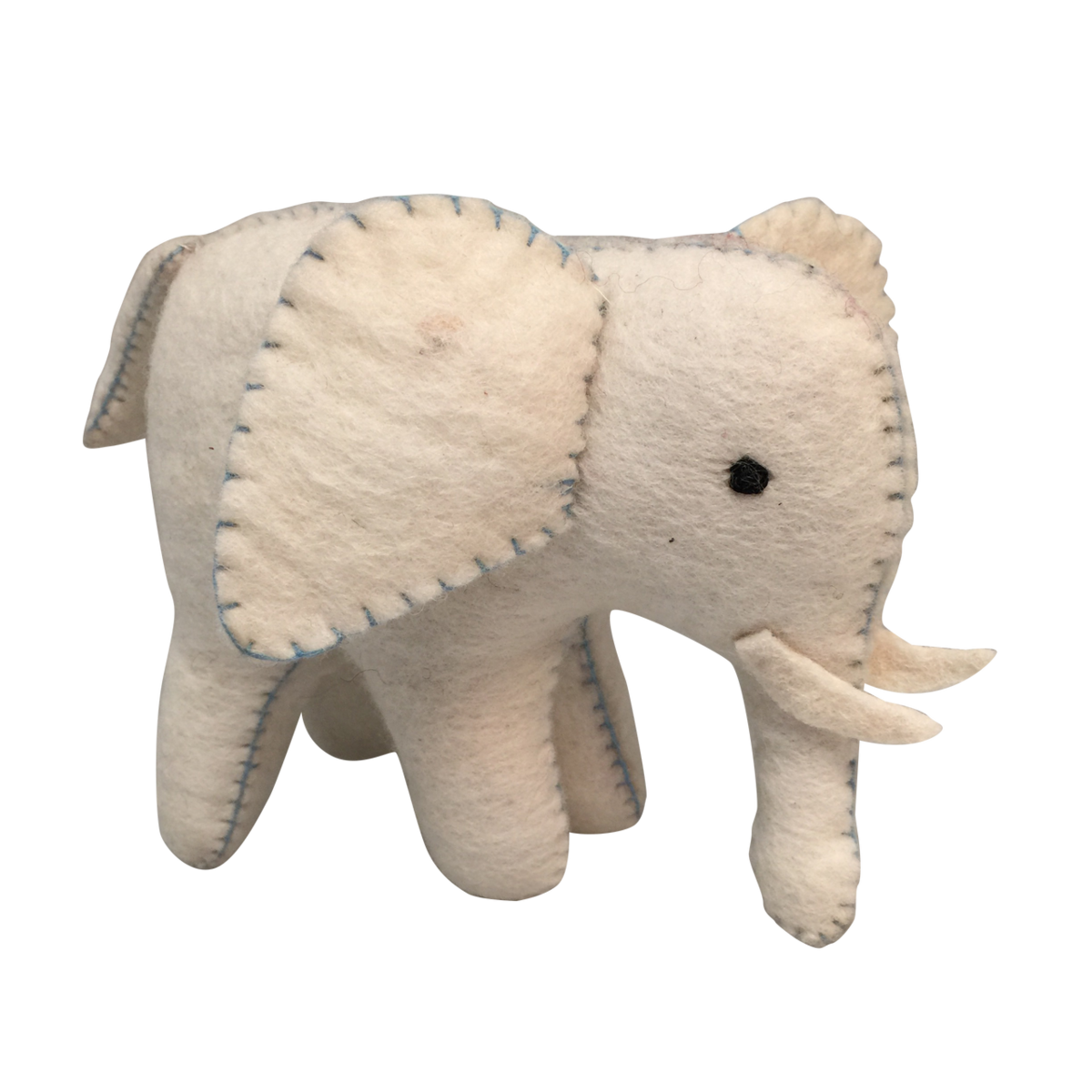 White Elephant Blue Stitching