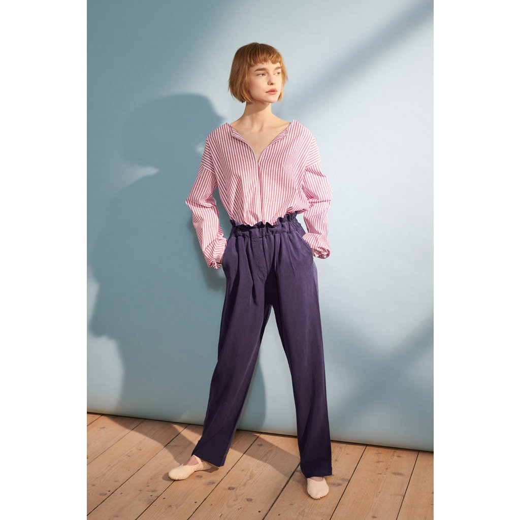 Paulina blouse in blauw/rode strepen voor dames