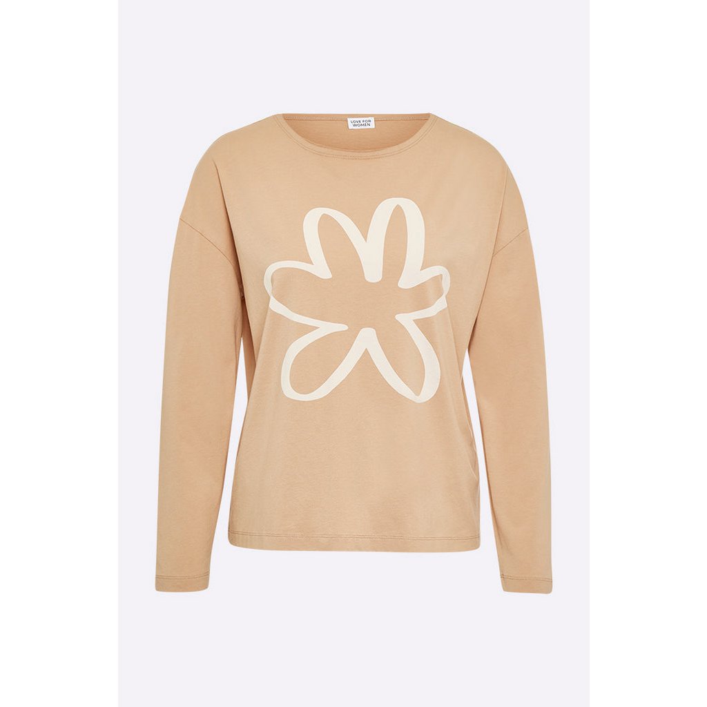 Toni longsleeve in brons met bloemenprint voor dames