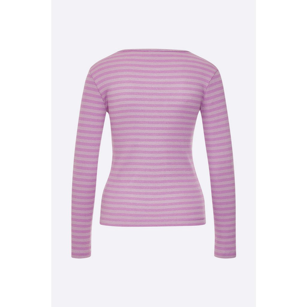 Tammo longsleeve in lichtpaars/paars gestreepte geribbelde jersey voor dames