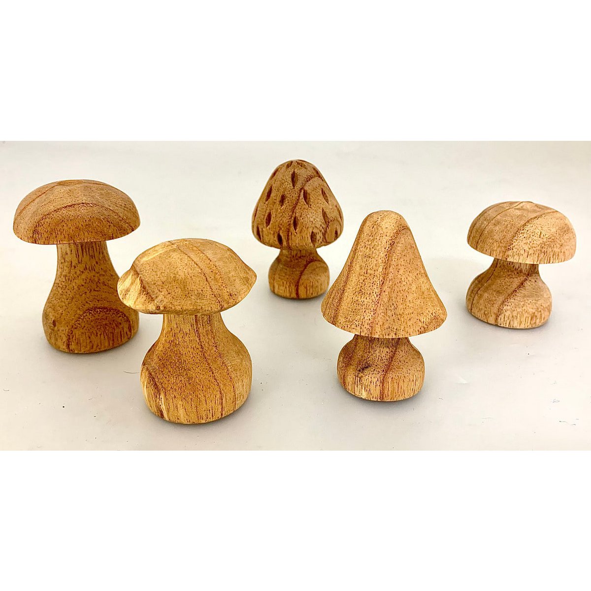 Mushrooms Hand Carved/5pc