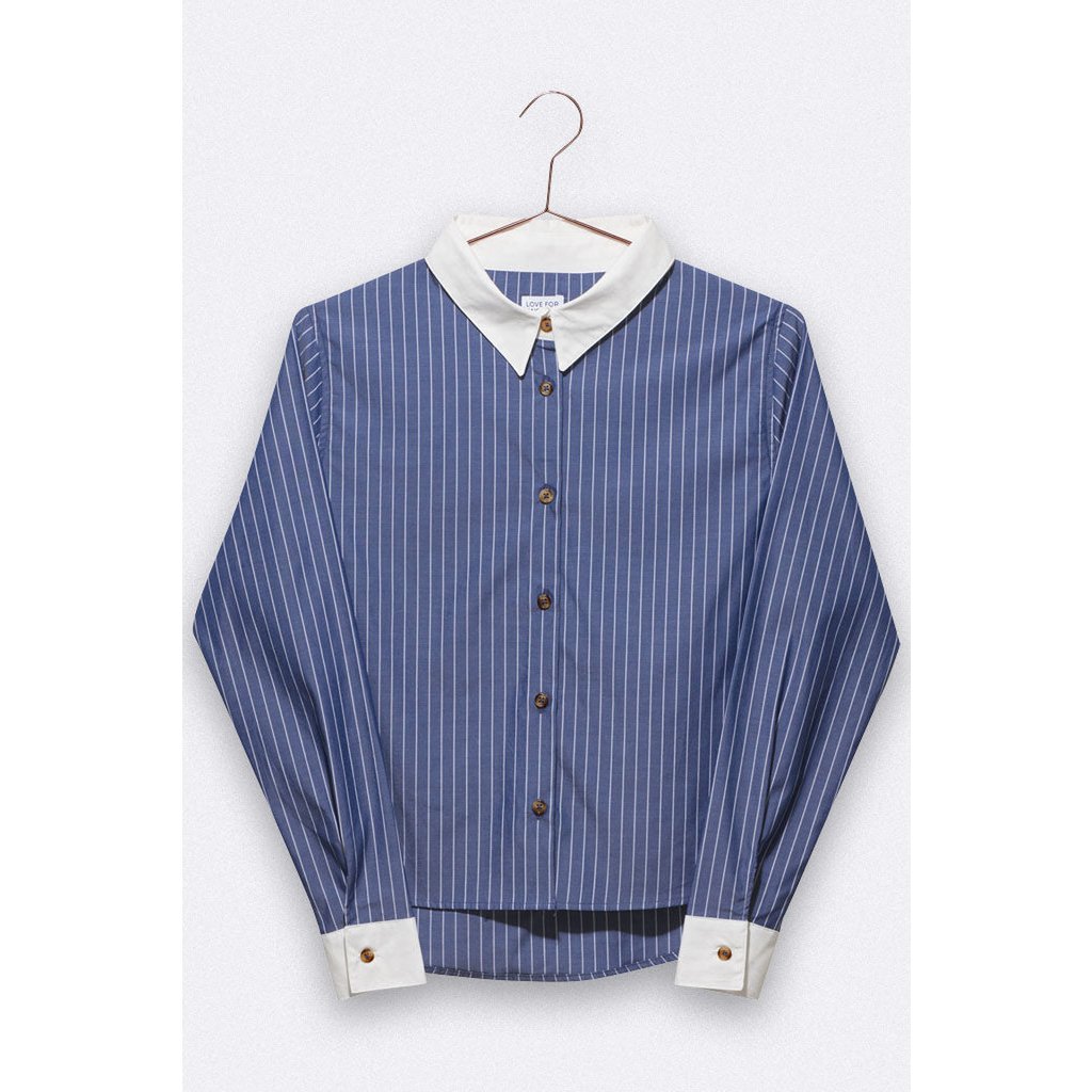 Eva blouse in donkerblauw/witte strepen voor dames