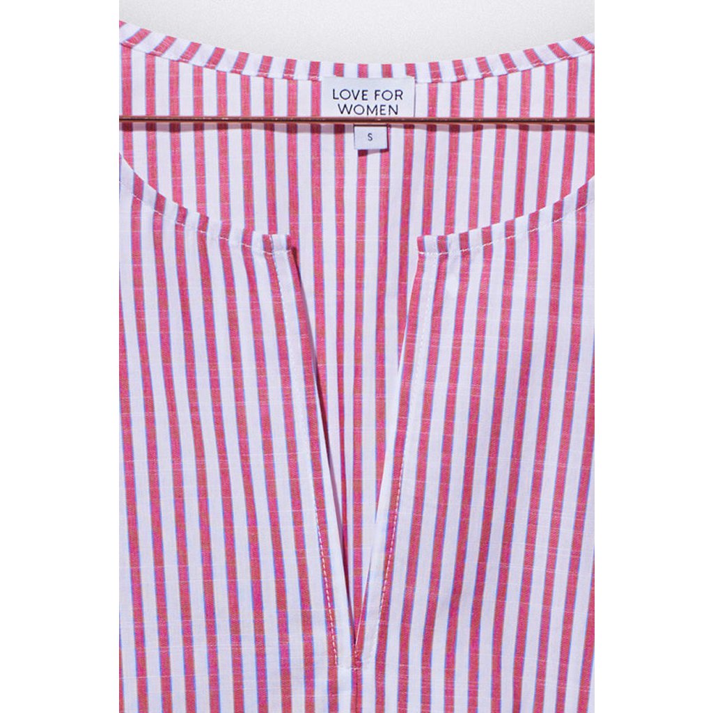 Paulina blouse in blauw/rode strepen voor dames