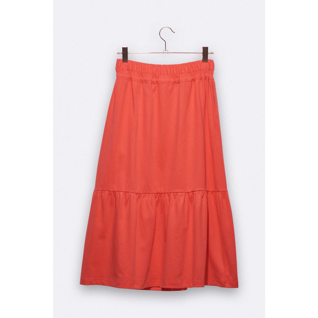 Paarse rok in rood voor dames