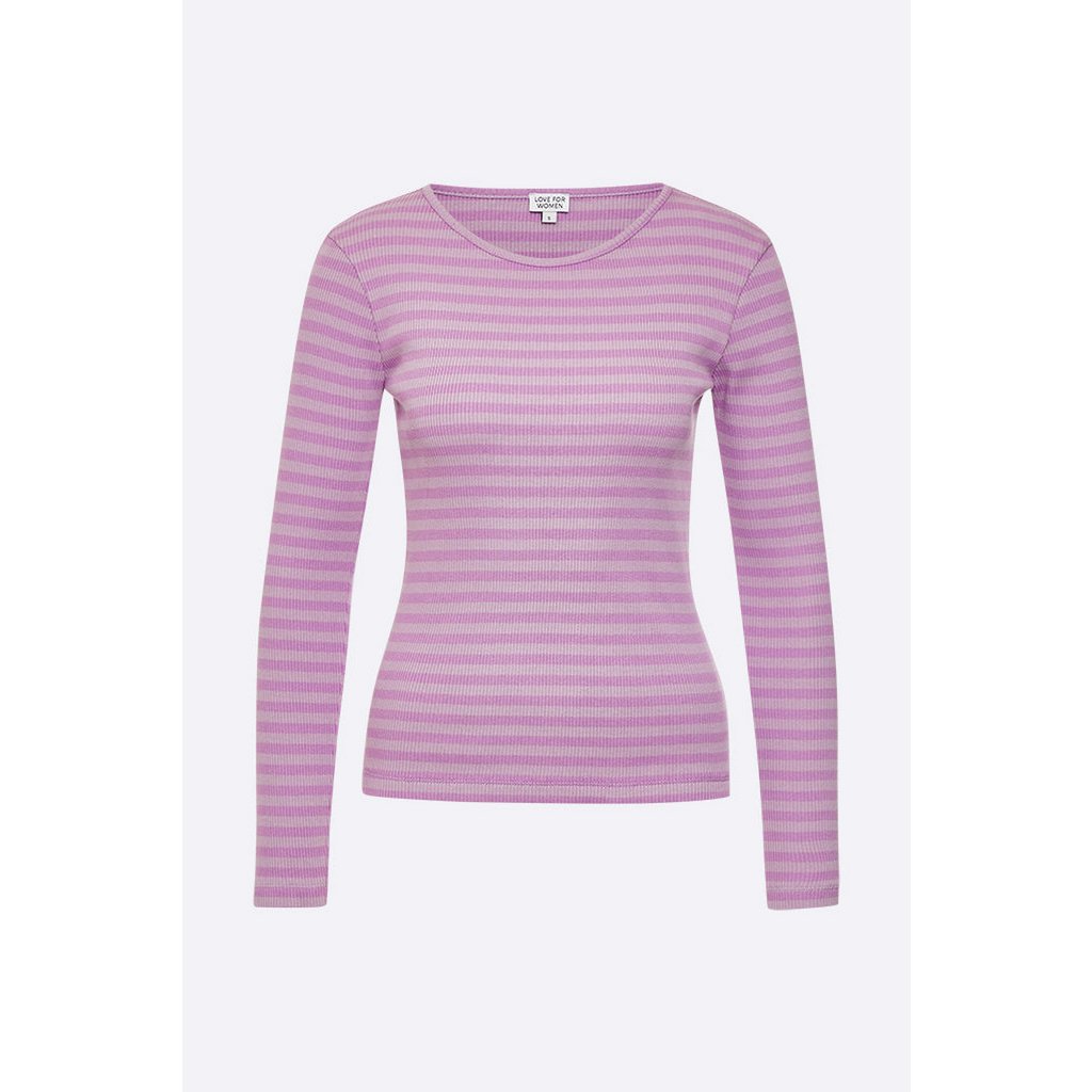 Tammo longsleeve in lichtpaars/paars gestreepte geribbelde jersey voor dames