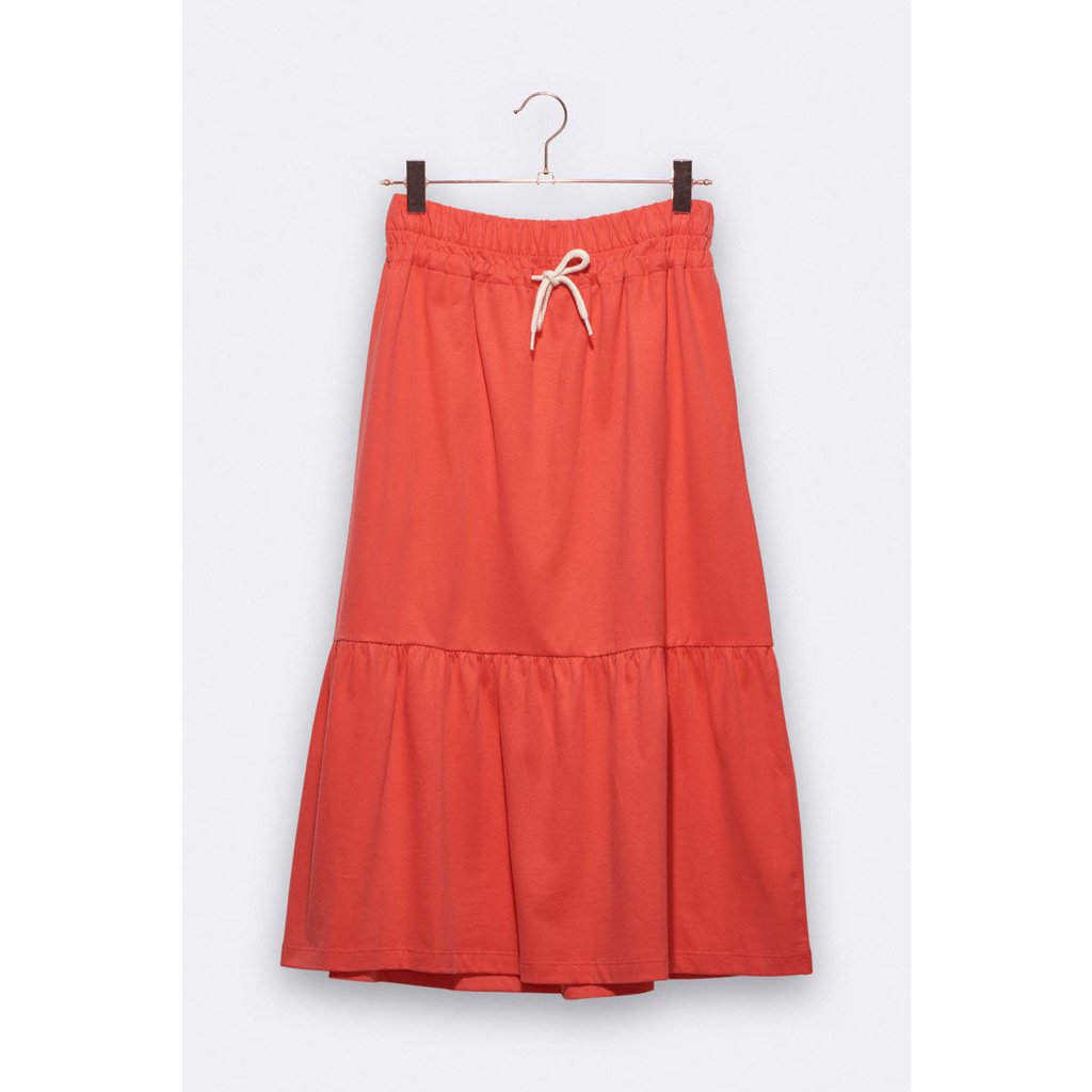 Paarse rok in rood voor dames