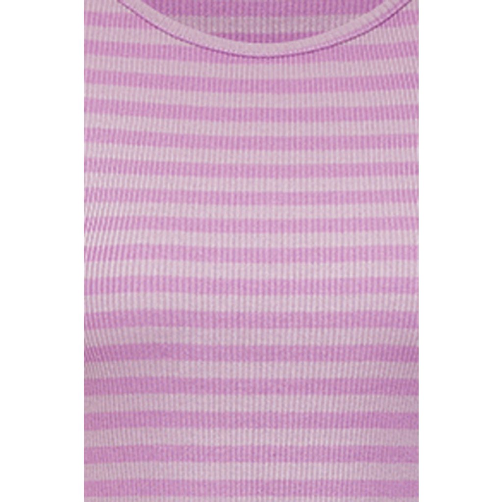 Tammo longsleeve in lichtpaars/paars gestreepte geribbelde jersey voor dames