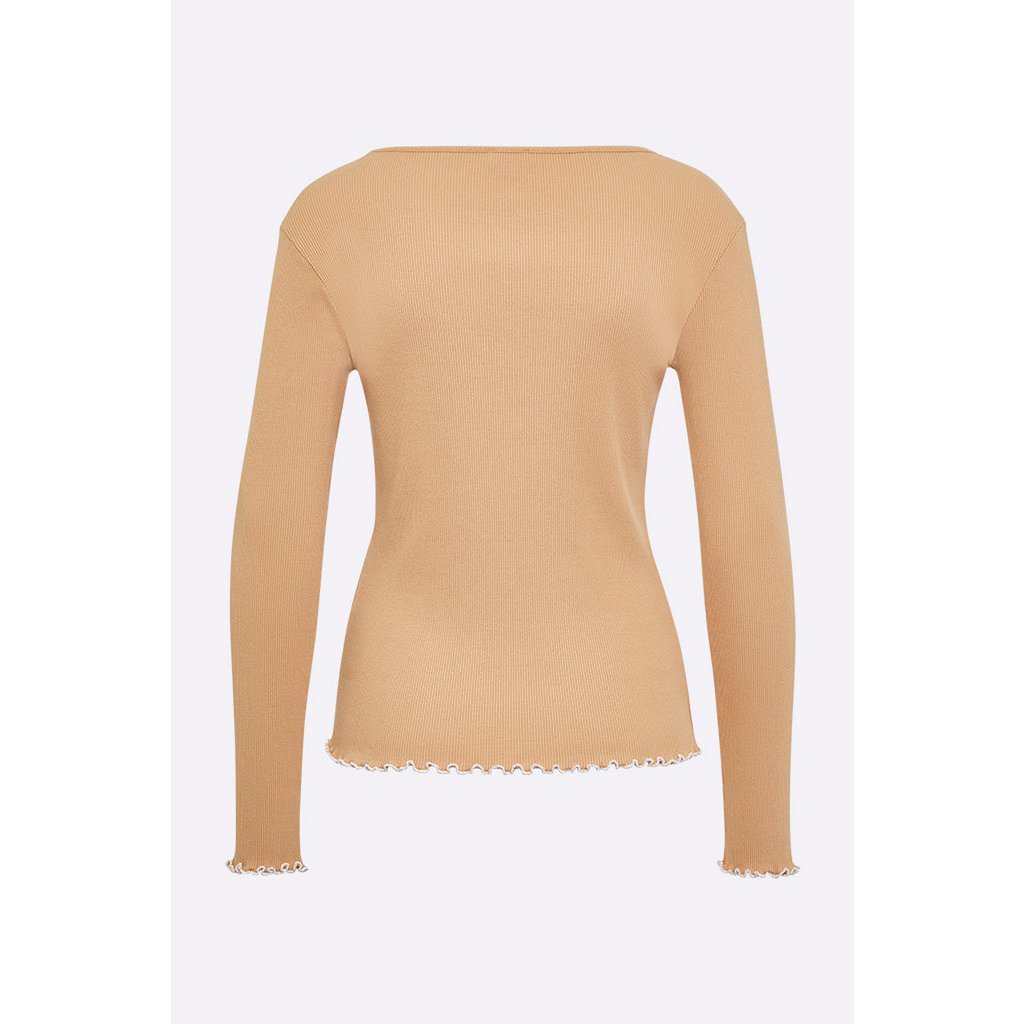 Tammo longsleeve in bronskleurige rib jersey voor dames