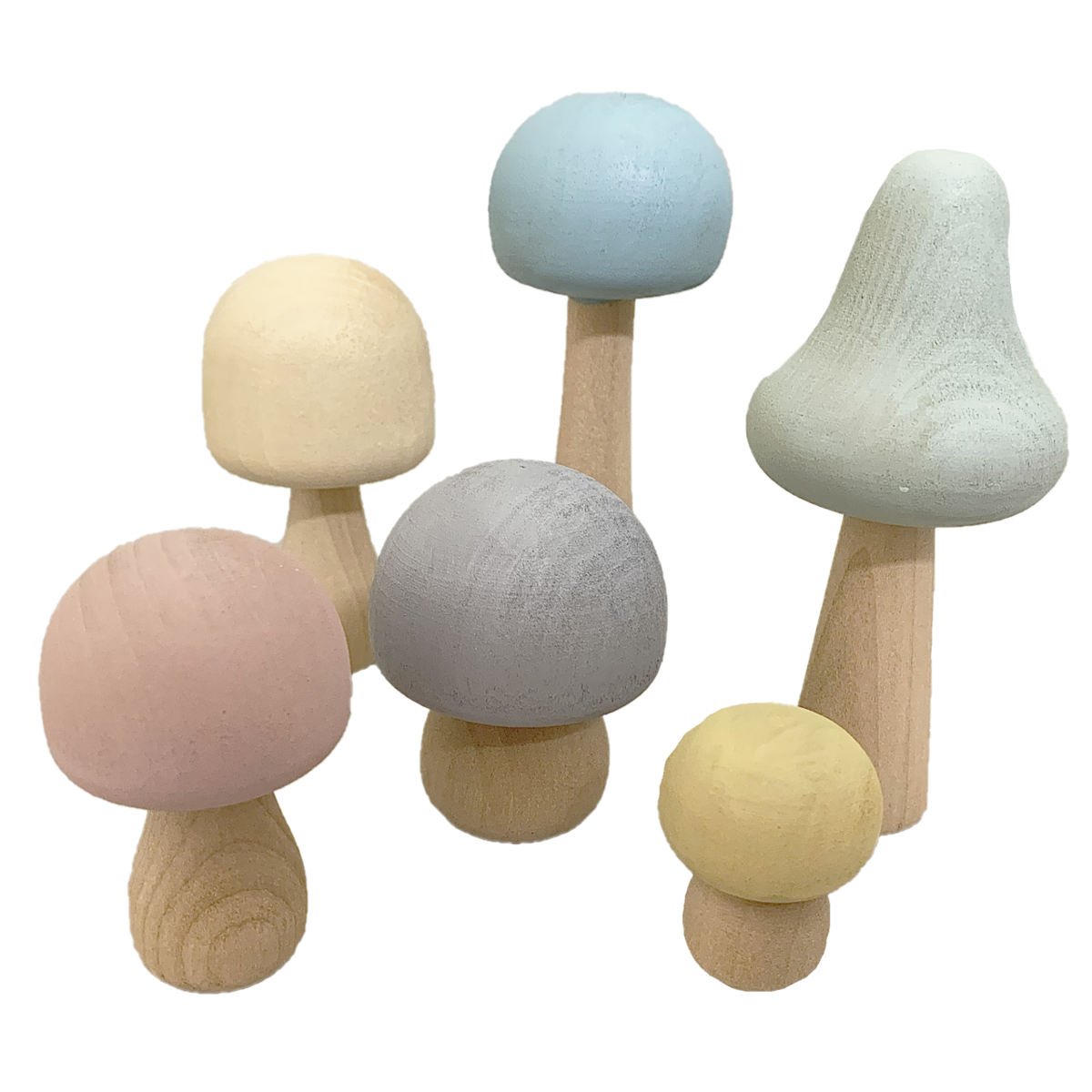 Pastel Wood Mushrooms/6pc