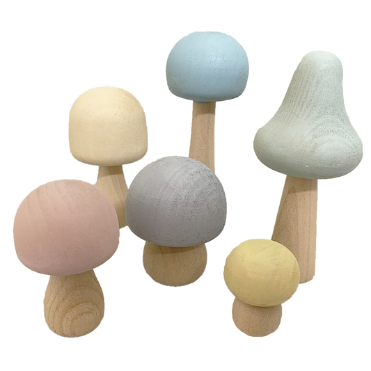 Pastel Wood Mushrooms/6pc