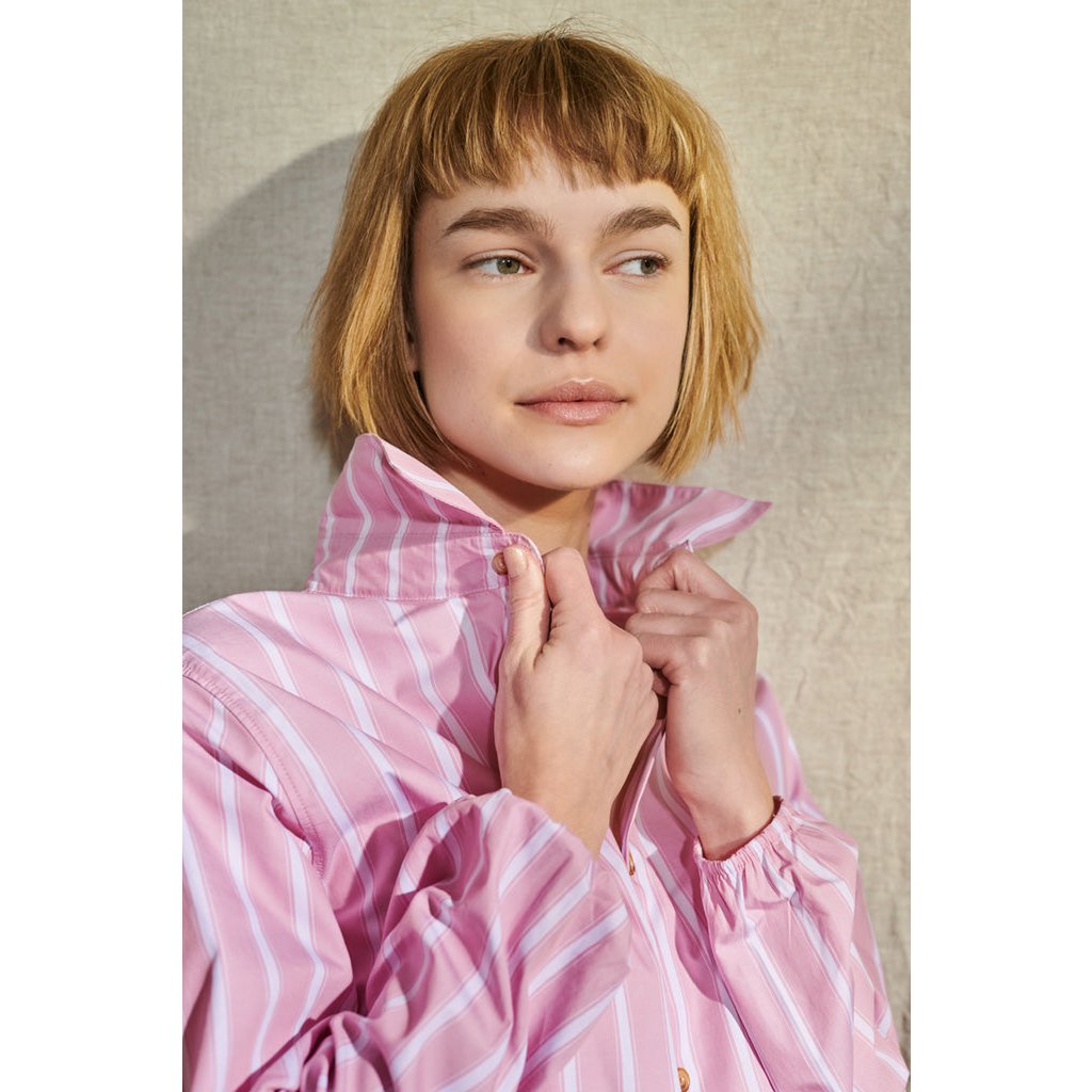 Eva blouse in roze/witte strepen voor dames