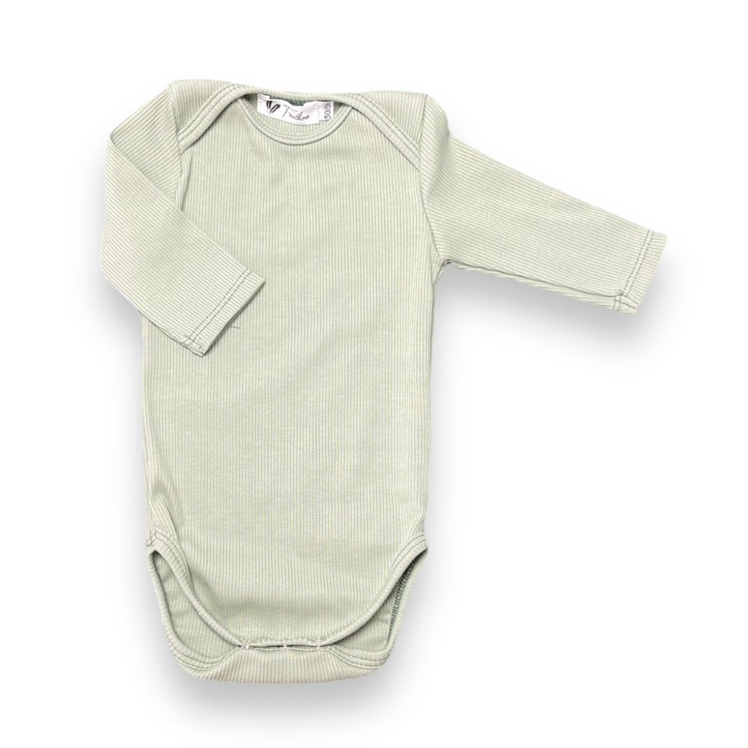 Rompertje lange mouw rib jersey dusty green