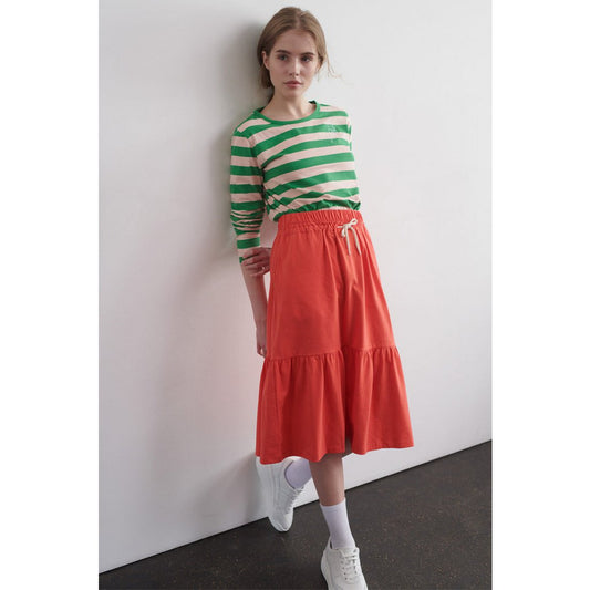 Paarse rok in rood voor dames