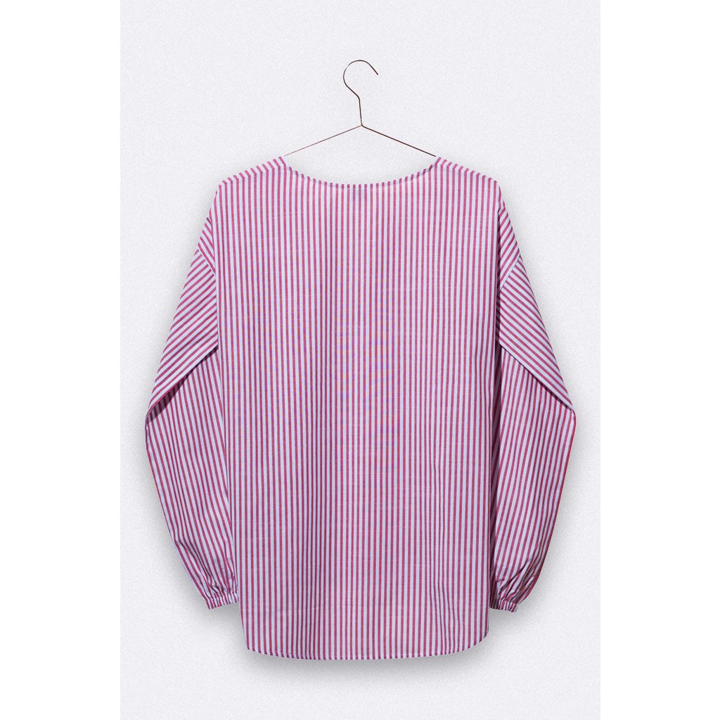 Paulina blouse in blauw/rode strepen voor dames