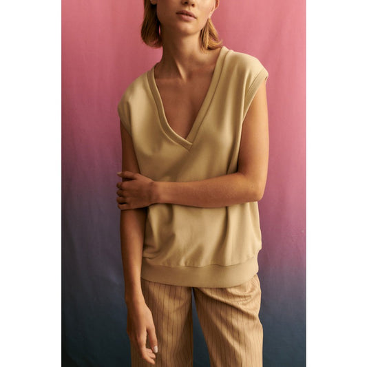 Tabea sweatervest in zandkleur voor dames