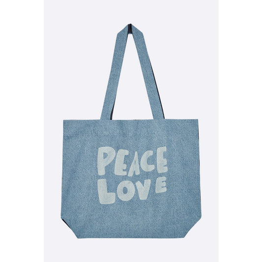 Peace Love tas gemaakt van denim