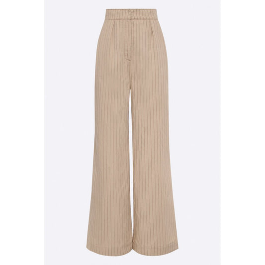 Mila broek in beige/rode strepen voor dames