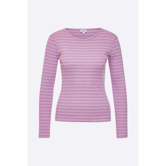 Tammo longsleeve in lichtpaars/paars gestreepte geribbelde jersey voor dames