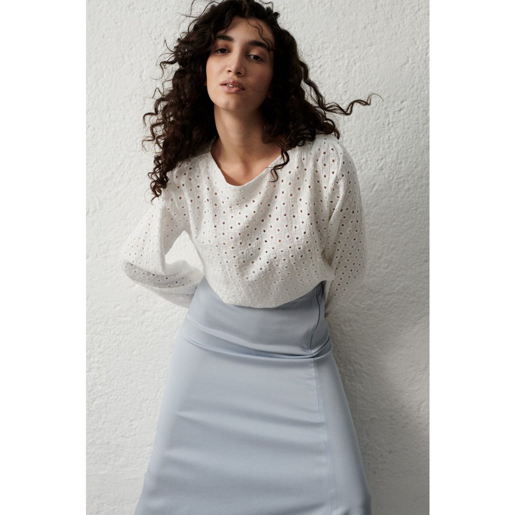 Livia rok in zilverblauw Tencel voor dames