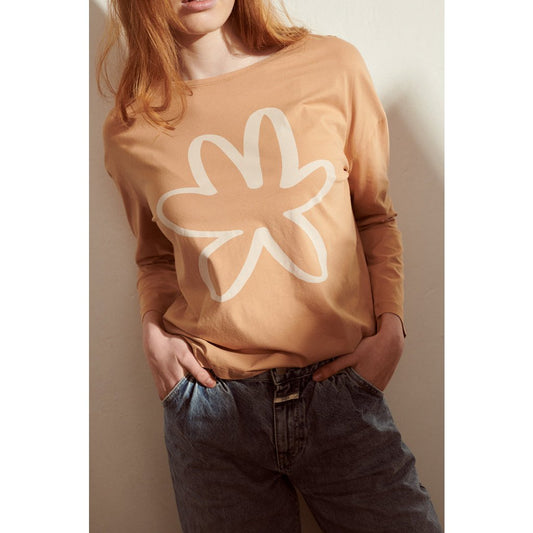 Toni longsleeve in brons met bloemenprint voor dames