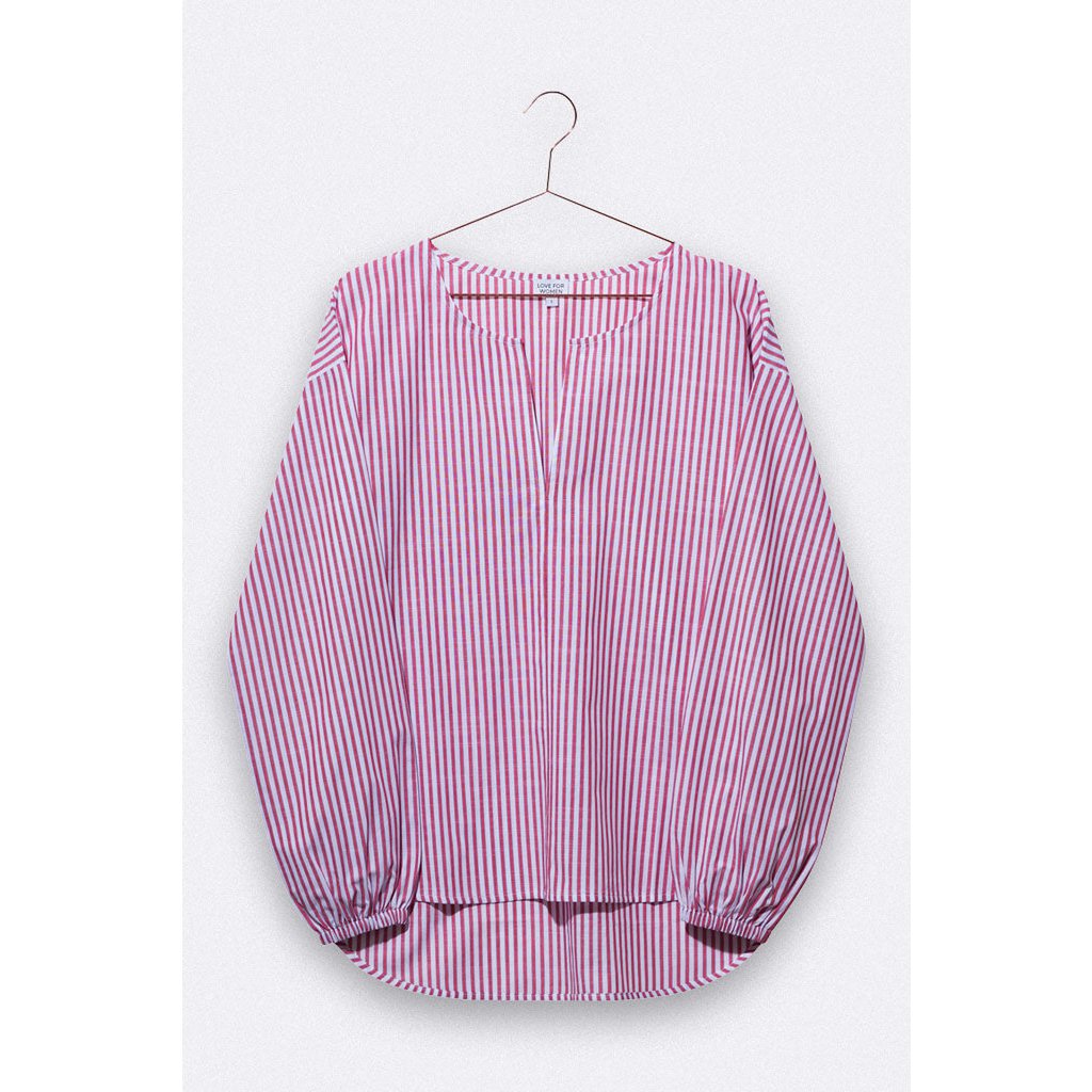 Paulina blouse in blauw/rode strepen voor dames
