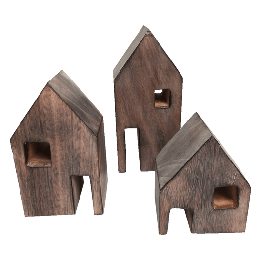 Wood Block Houses/3pc